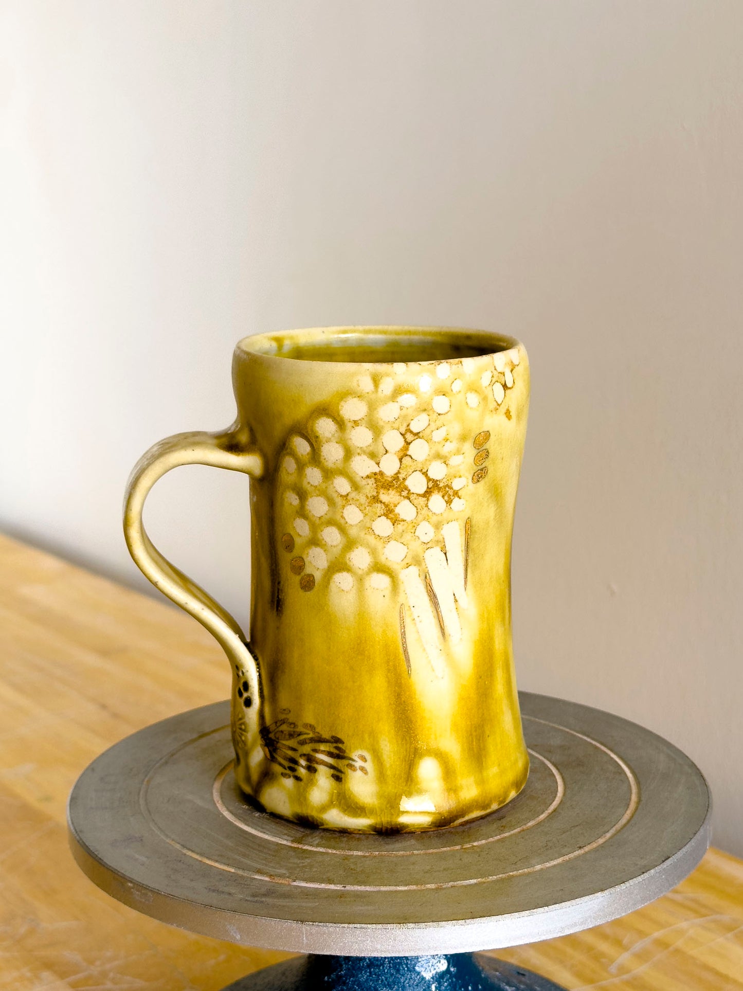 Handmade Mug - Amber Ash w/ 18kt Gold Luster #1 - OOAK