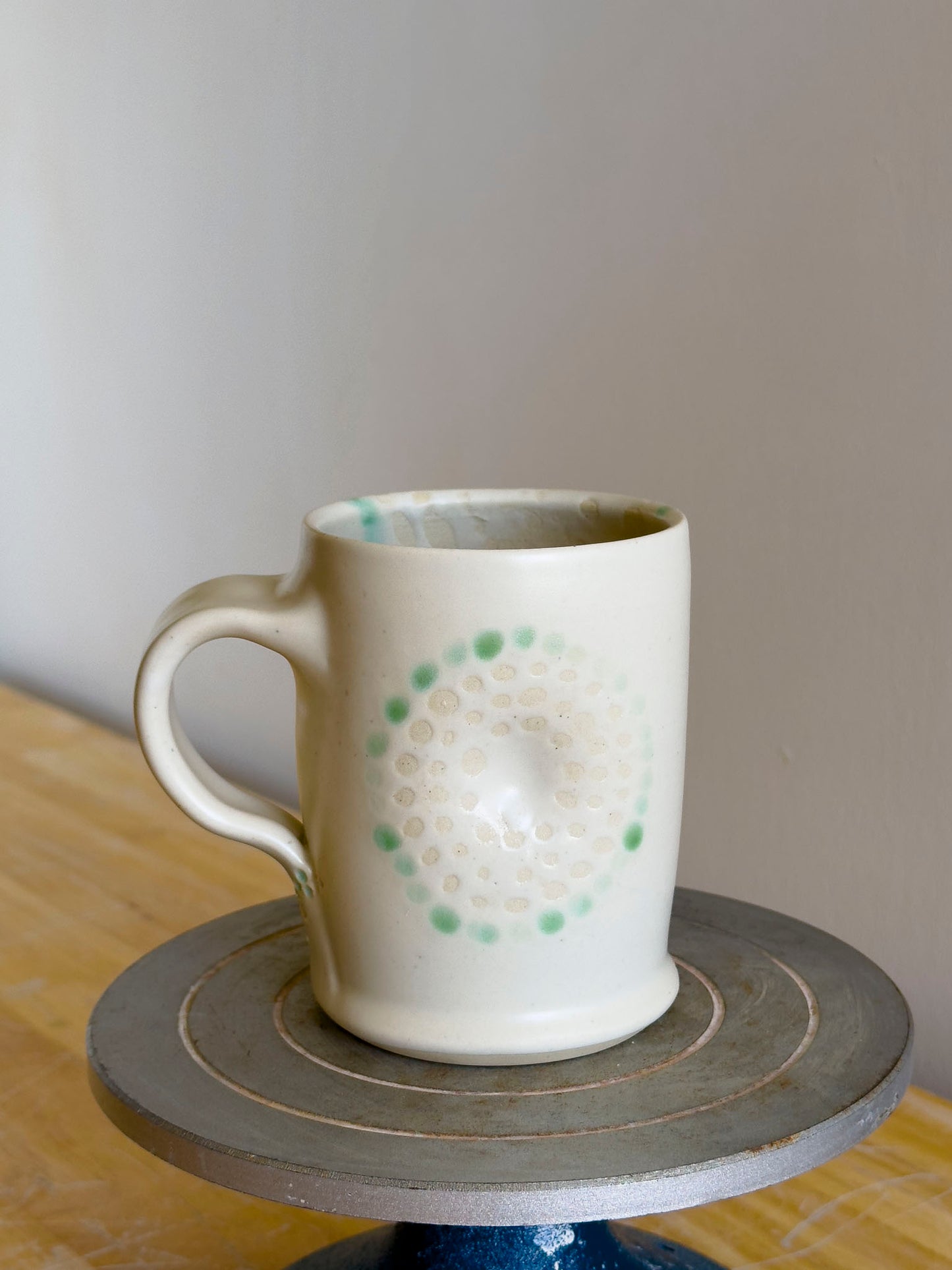 Handmade Mug - Frosted Earth w/ Sage Bloom #1 - OOAK