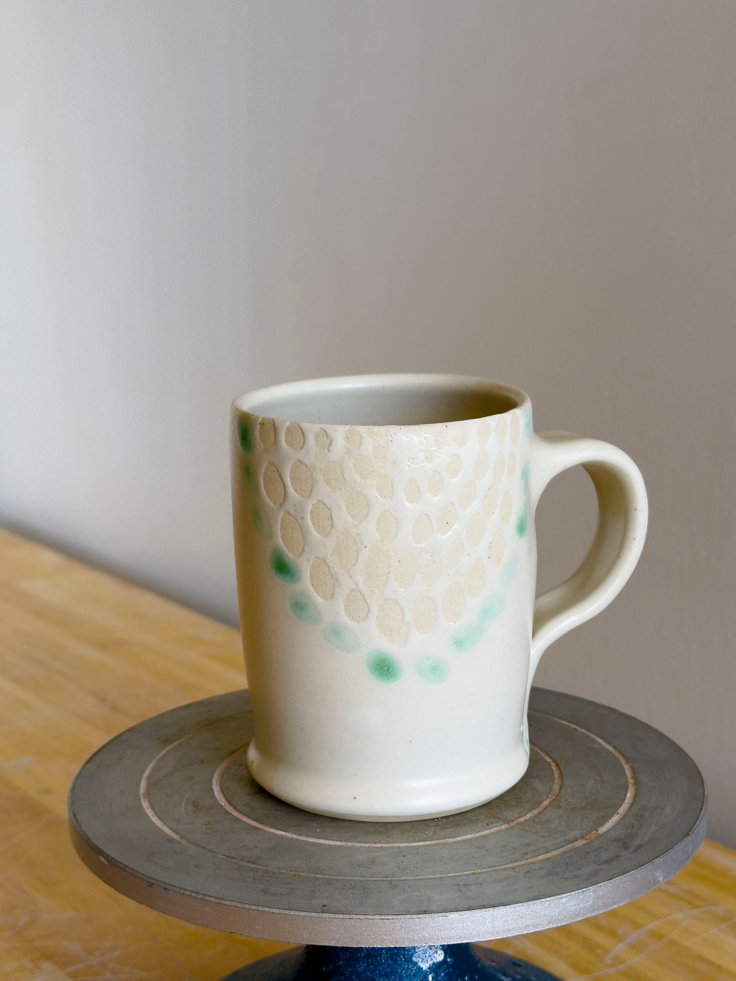 Handmade Mug - Frosted Earth w/ Sage Bloom #1 - OOAK
