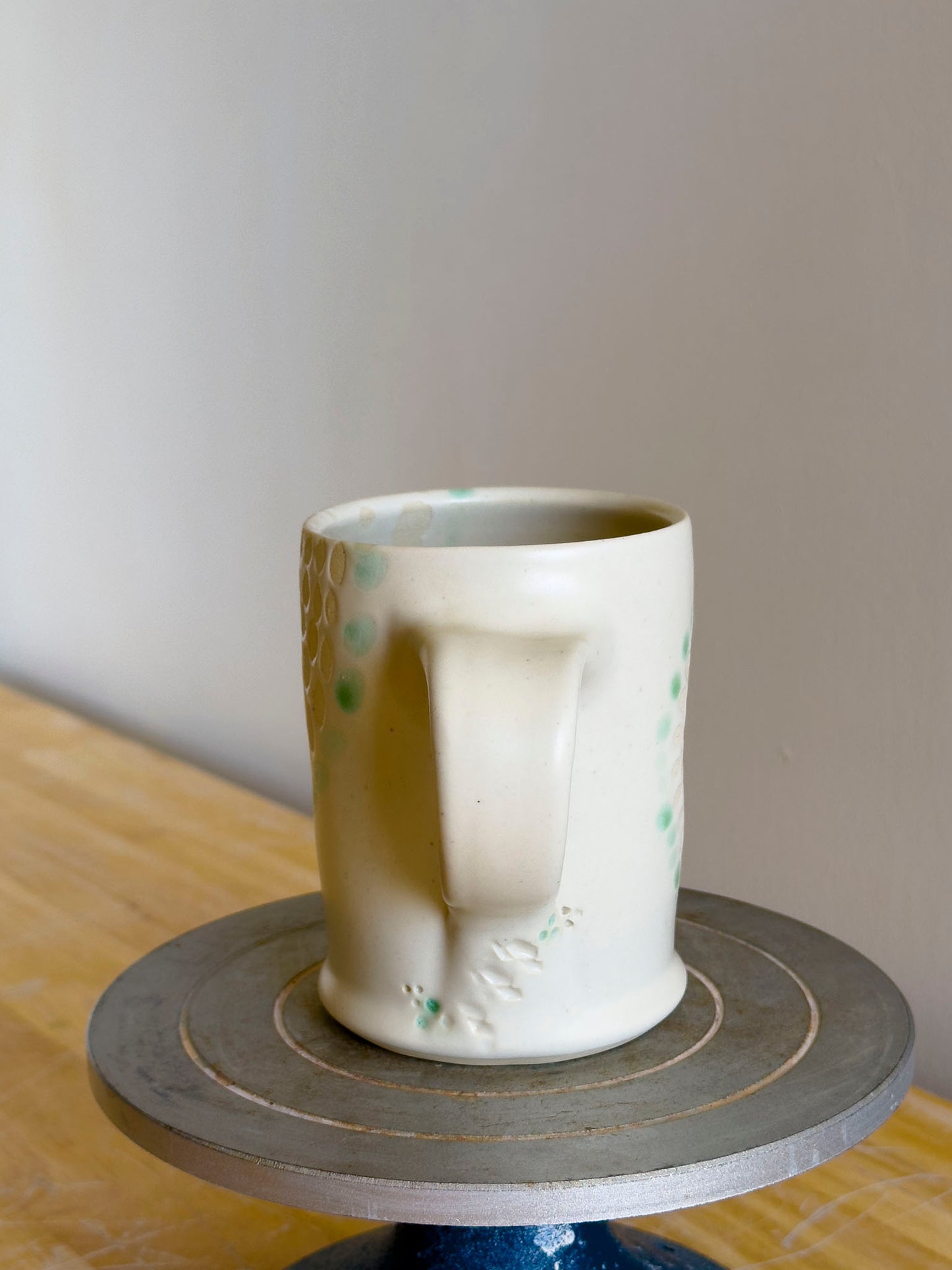Handmade Mug - Frosted Earth w/ Sage Bloom #1 - OOAK