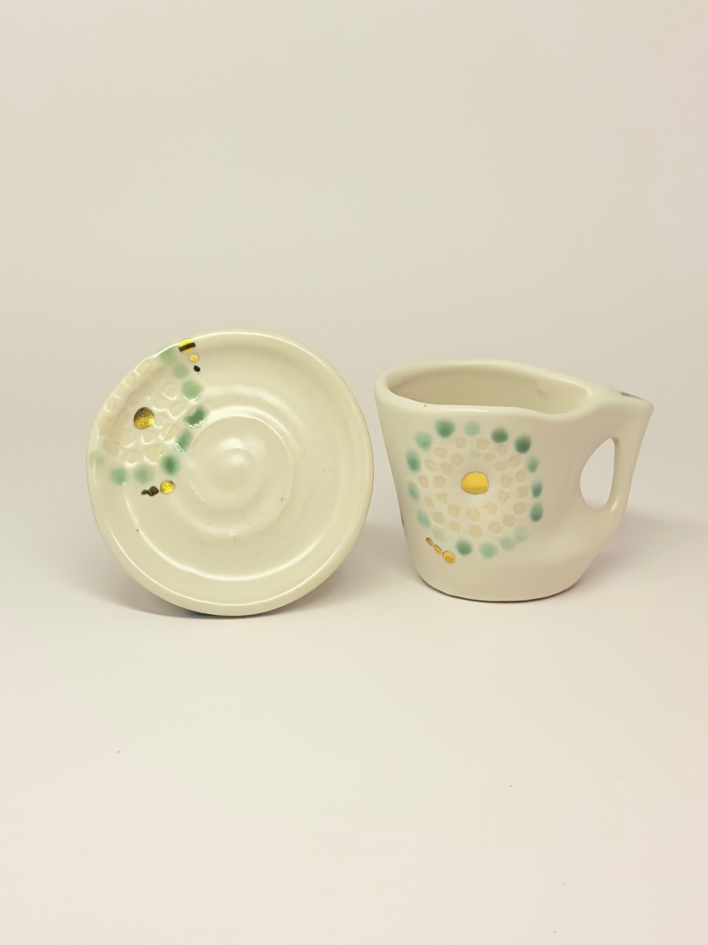 Espresso Cup & Saucer w/18kt gold detail - Jordan King Clay