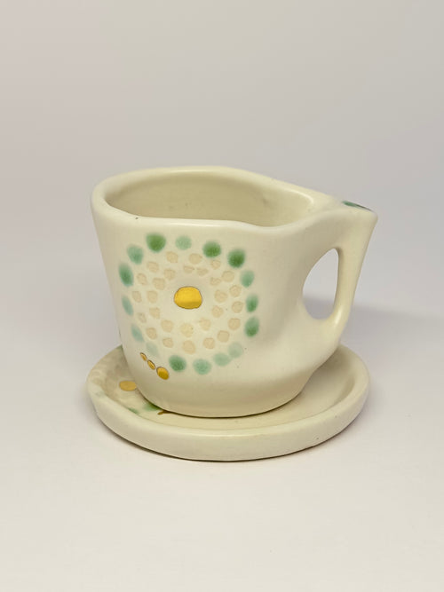 Espresso Cup & Saucer w/18kt gold detail - Jordan King Clay