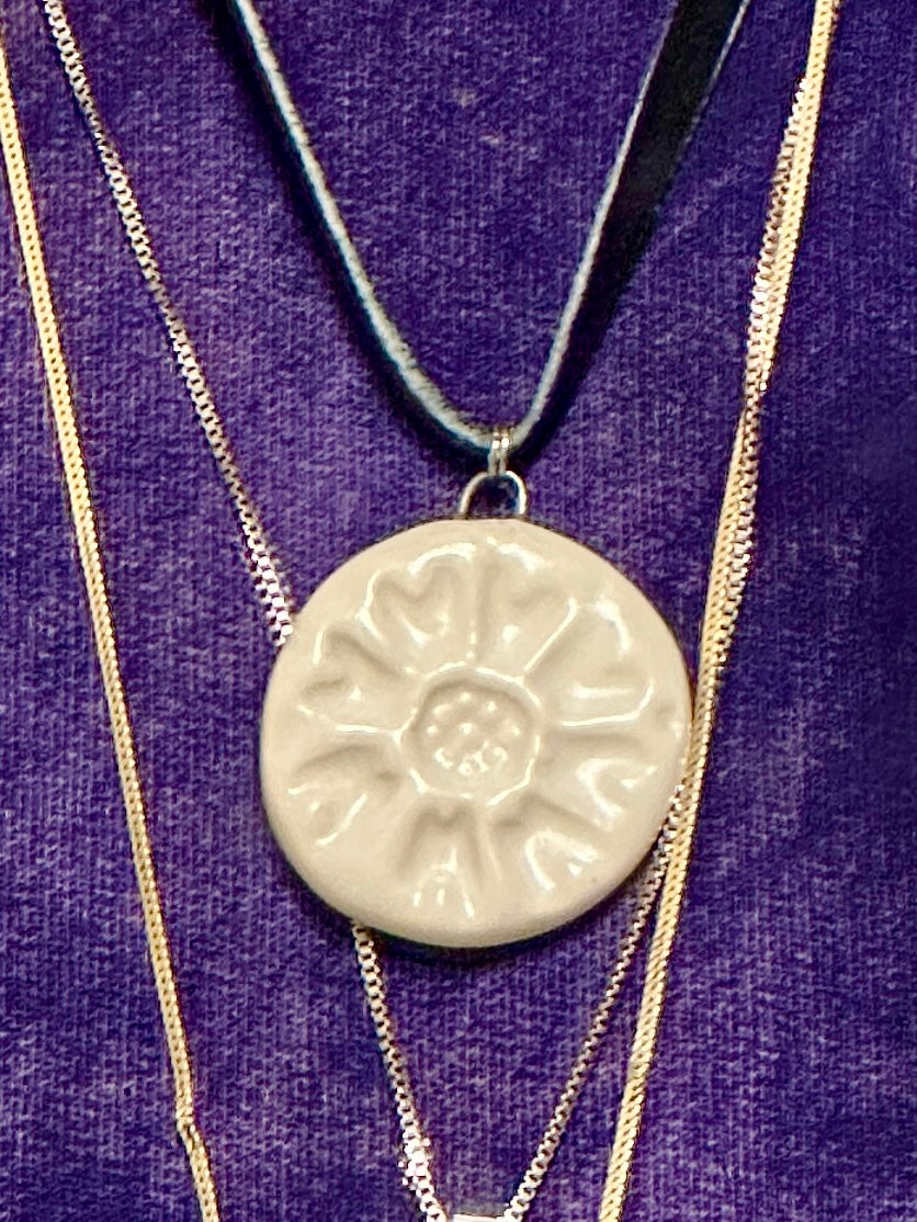 White Lotus Pendant - A symbol of Peace & Resistance - Jordan King Clay