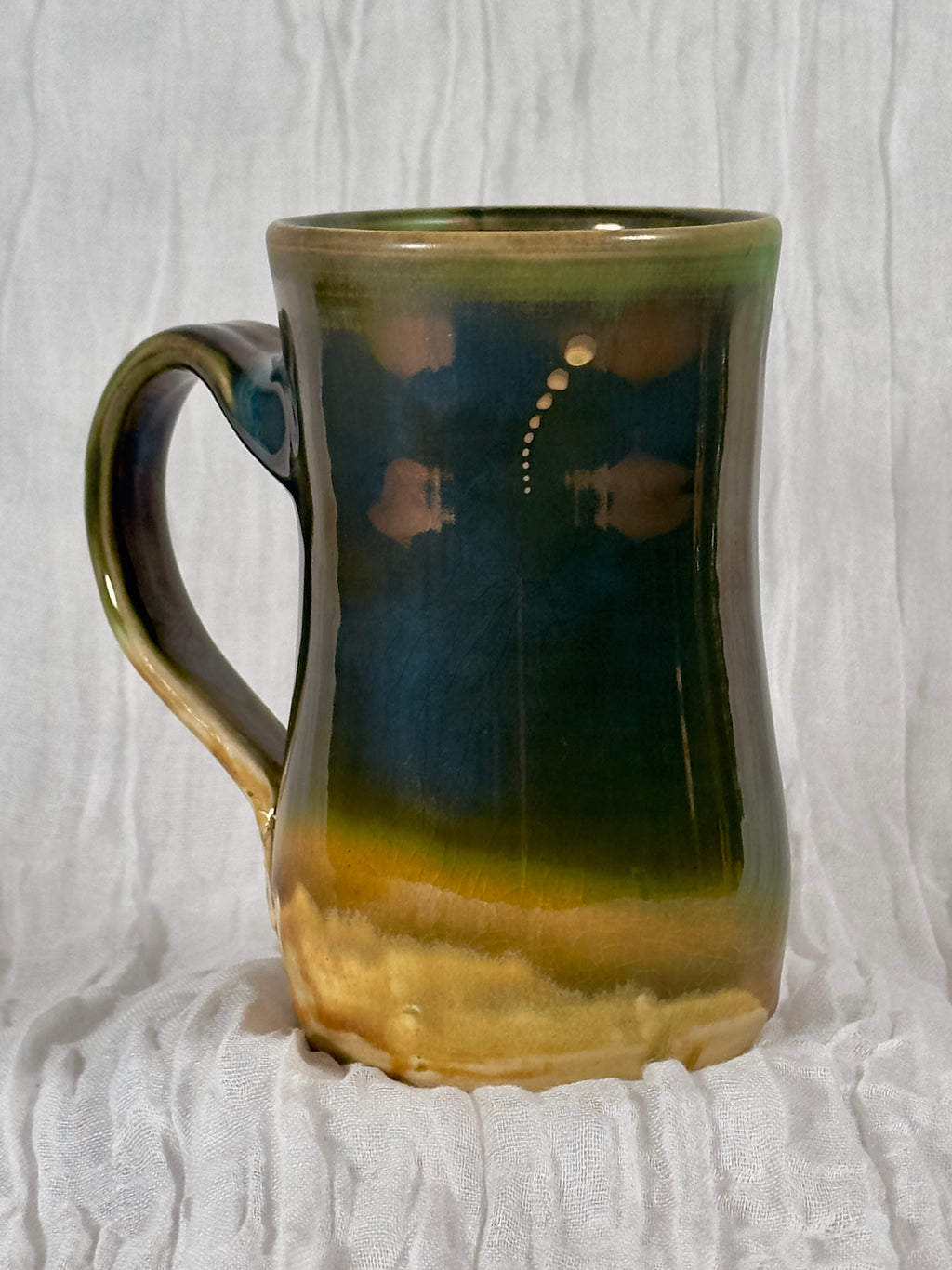 Handmade Mug 24 oz - Emerald Amber w/ 18kt Gold Luster #1 - OOAK - Jordan King Clay