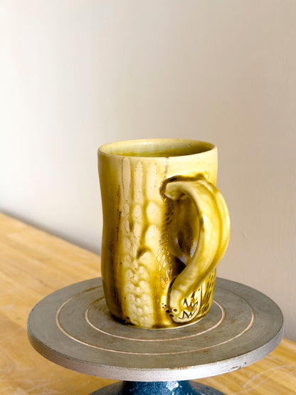 Handmade Mug - Amber Ash w/18kt Gold Luster #2 - OOAK