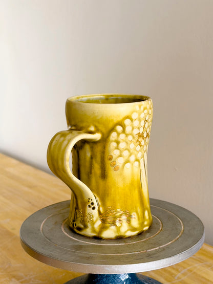 Handmade Mug - Amber Ash w/ 18kt Gold Luster #1 - OOAK